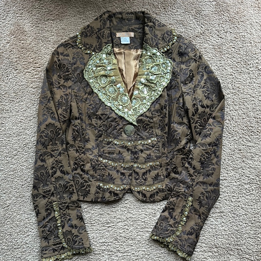Brown brocade blazer